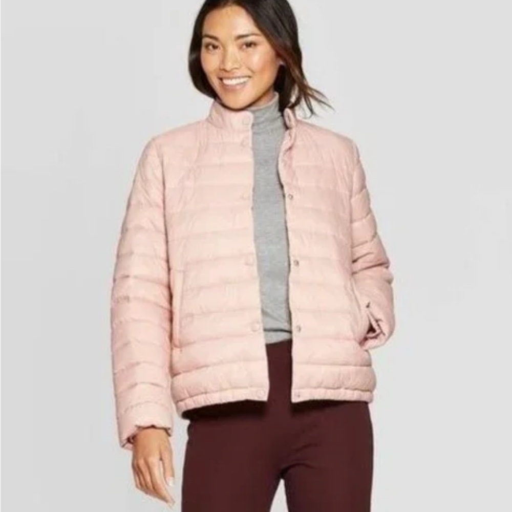 A New Day Puffer Jacket Blush Pink Tie-Dye Subtle Pattern Size Small